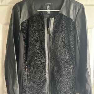 Alfani Black Leather Motorcycle Jacket Fitted Design